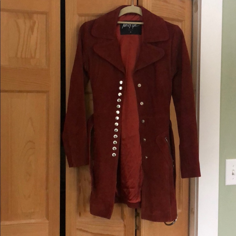 Nasty Gal Rust Sueded Belted Trench